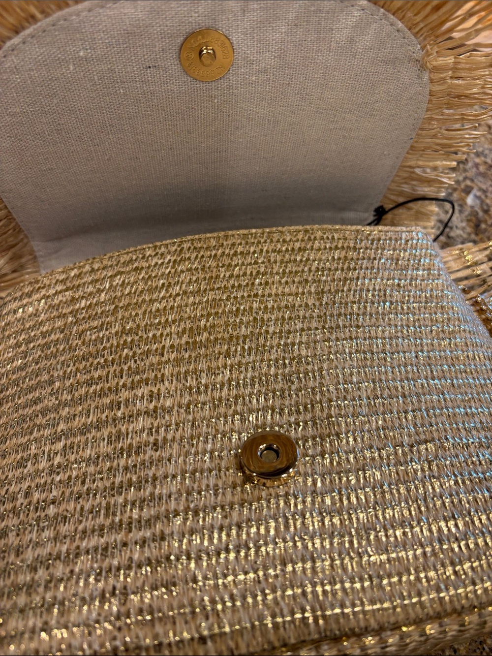 New with Tags! Tommy Bahama Natural Straw Raffia Bag with Bamboo Handle-Fringed! - Picture 3 of 4